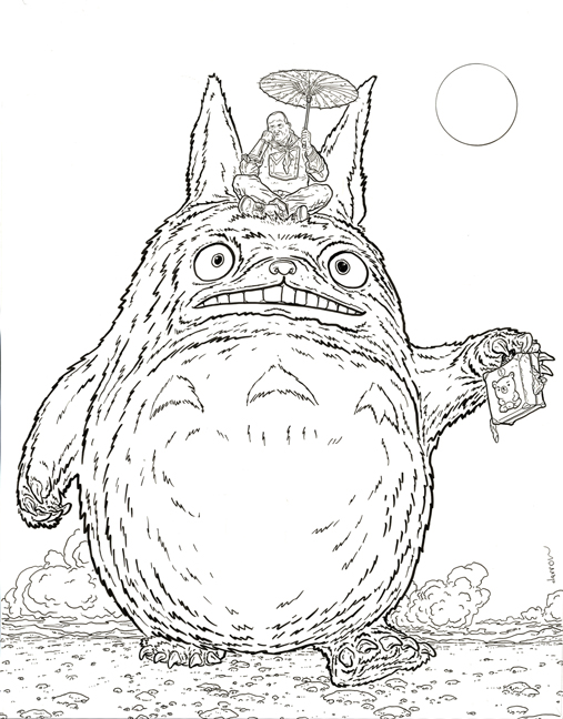 Geof Darrow Shaolin Cowboy w Totoro Original Art Huge